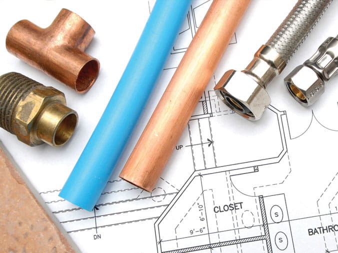 PLumbing parts on top of a floorplan